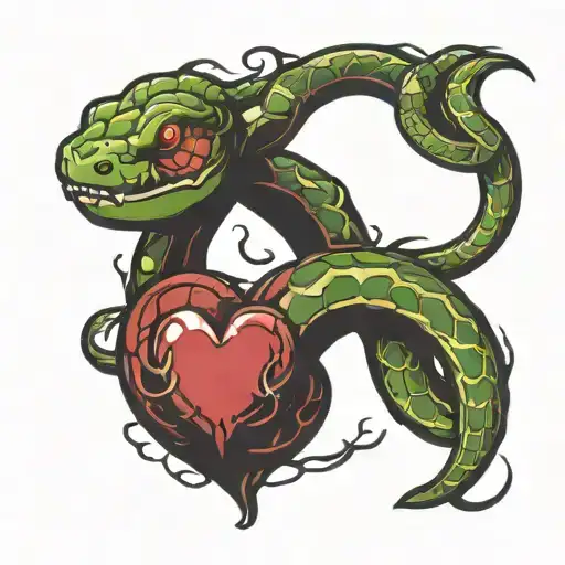 Grunge Snake In The Shape Of A Heart
