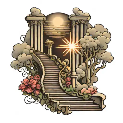 Stairway To Heaven With Rays Surroiunding It