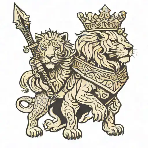 Black King Holding A Lion With A Spear