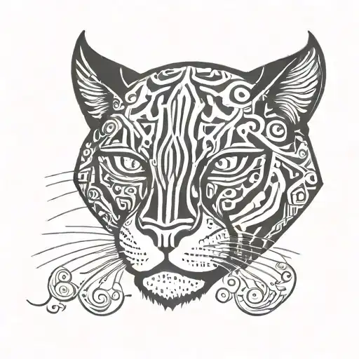 Cowboy Black Panther Face Abstract In Black