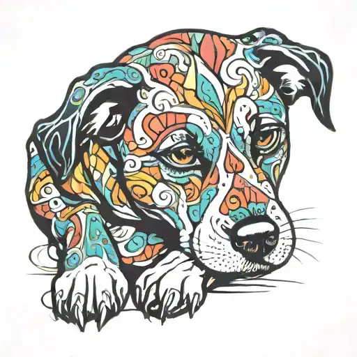 Abstract Low Detail Dog Laying Down Curled Up