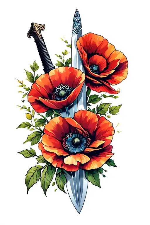 Sword And Poppy Blooming