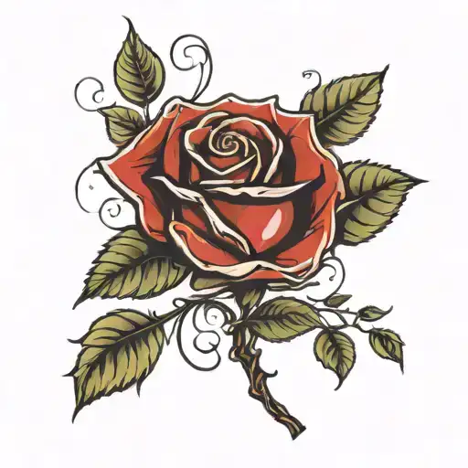 Long Stemmed Single Red Rose With White Heart Intertwined