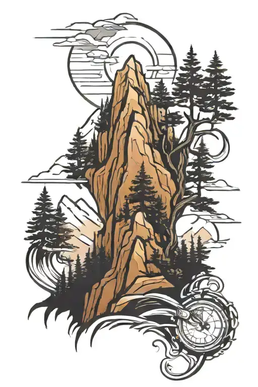 Mountain Peak With Winding Hiking Trail