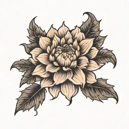 Dahlia With Scorpio Symbol Intertwined