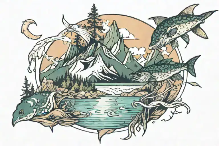 Mountains Lakes Fishing Space