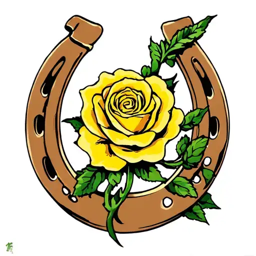 Horse Shoe And Yellow Rose