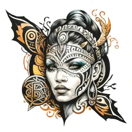 Tribal Watercolor Arm Woman