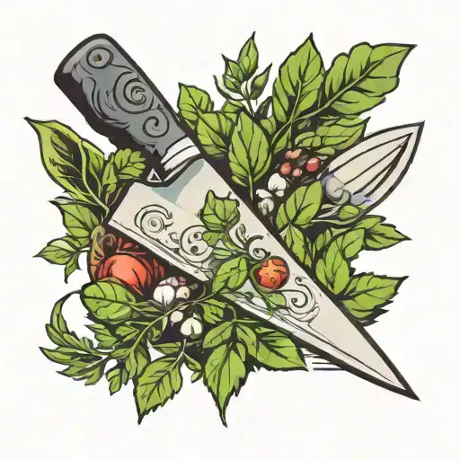Chef Knife With Fresh Herbs