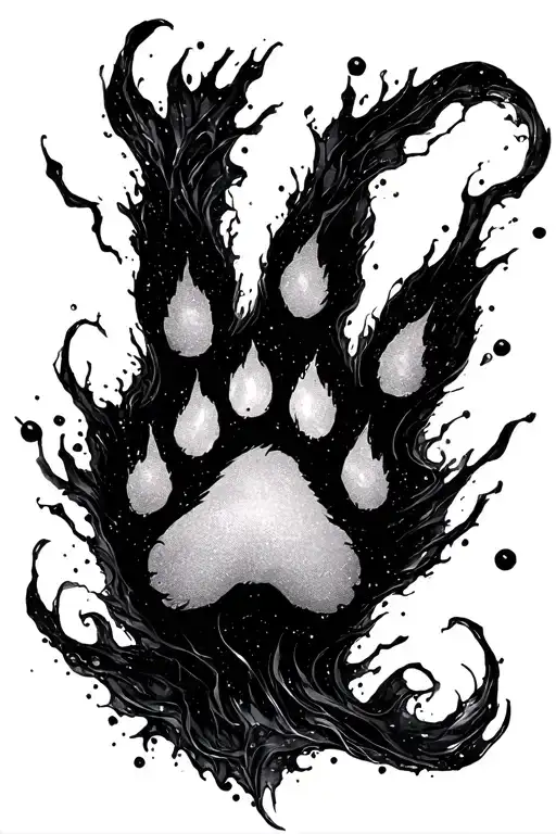 Dog Paw Print Surrounded By Dark Matter