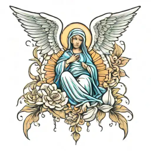 Virgin Mary With A Falling Angel At The Bottom