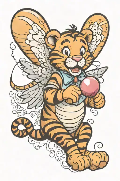 Tigger With Angel Wings Holding A Balloon Floating