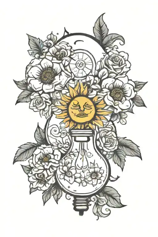 Lightbulb Flowers Sun And Moon With The Word Unapologetic