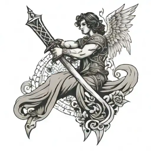 Angel With Sword And Scales Made