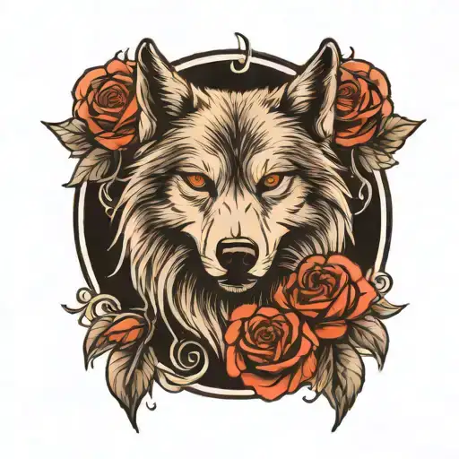Wolf With Rose Intertwined