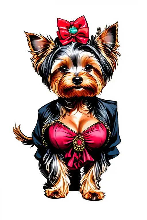 Pinup Girl Walking Yorkie