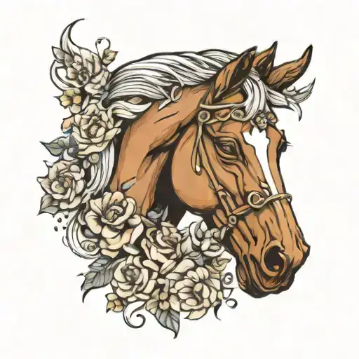 Horse Head With Flowers Intertwined