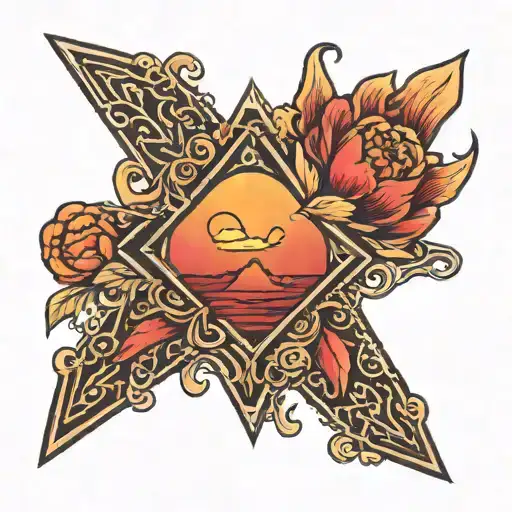 Blond Sunset Sky With A Red X