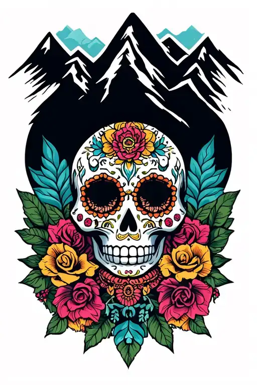 Best Version Of Sugar Skull Surrounded By Mountain Range