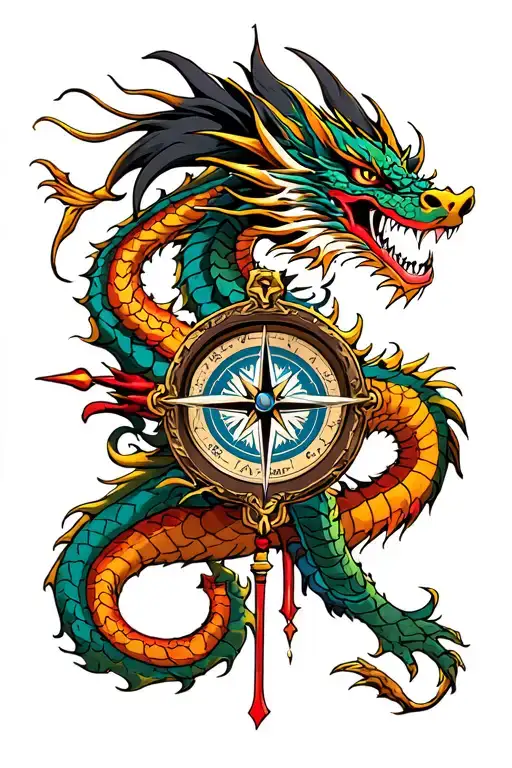 Dragon Samurai Warrior Compass