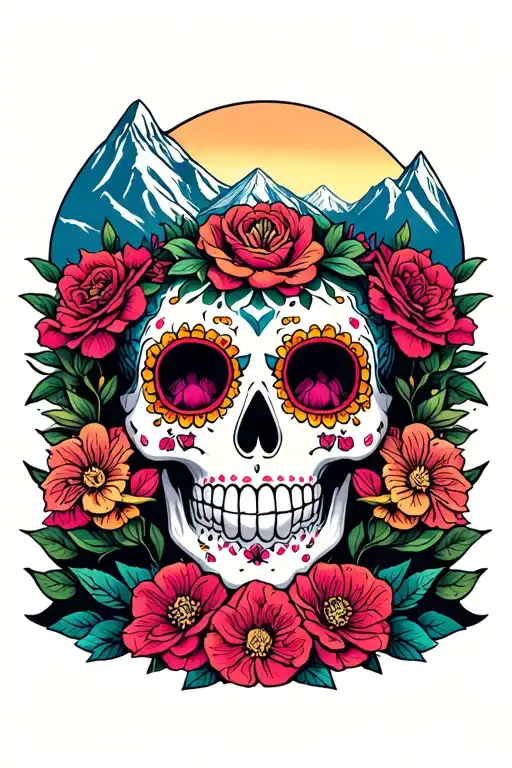 The Best Version Of Sugar Skull Surrounded By The Best Version Of Mountains