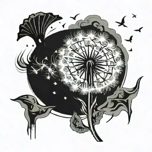 Dandelion Blowing Away With Numbers 283