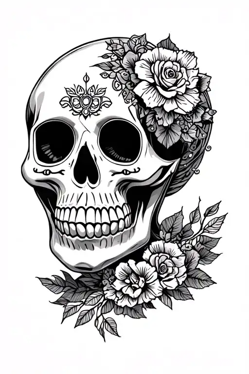 Best Version Of Sugar Skull Surrounded By Realistic Mountain Range