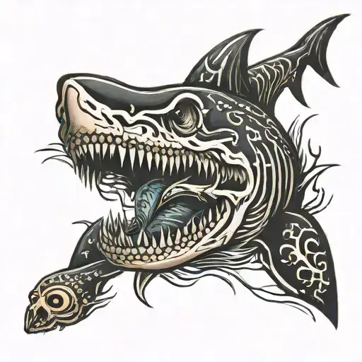 Sharks Waters Scary Skull