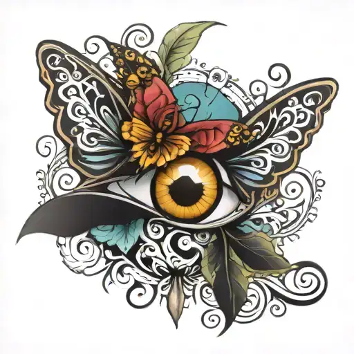 Eye Butterfly Witchy Pagan Inspired Tattoo Showcasing