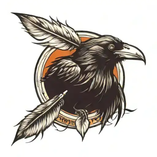 Crow With Feather Around It