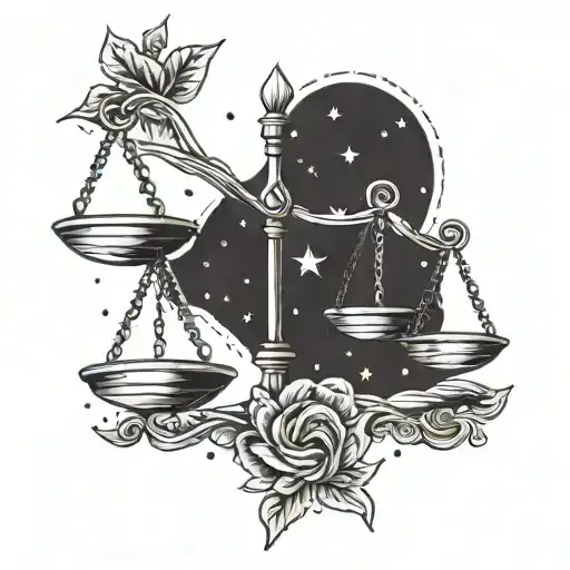 Scales Of Justice With Libra Star Constellation Intertwined