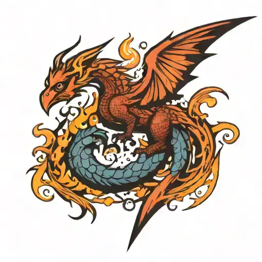 Phoenix In Fire Breathing Dragon