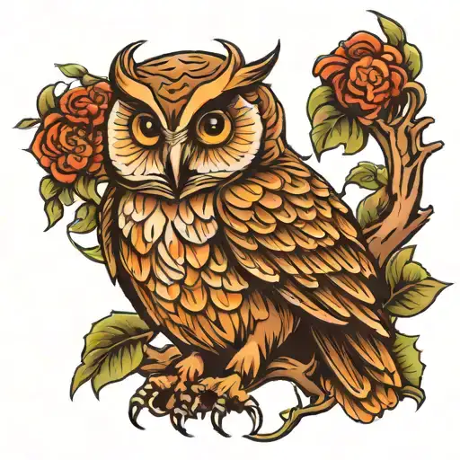 Owl Protecting Two Babies