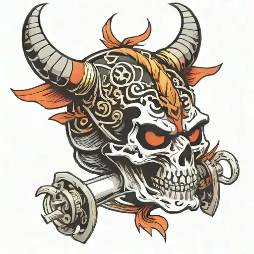 Skull And Samurai Oni Demon Mask