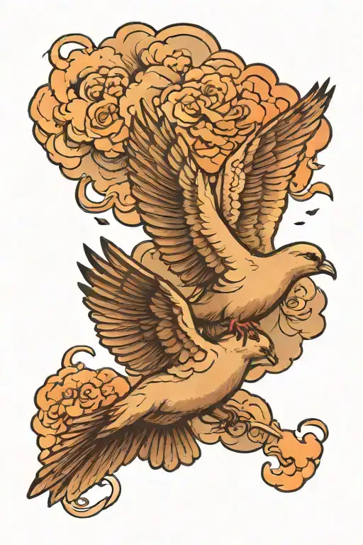 Clouds With Dove Flying