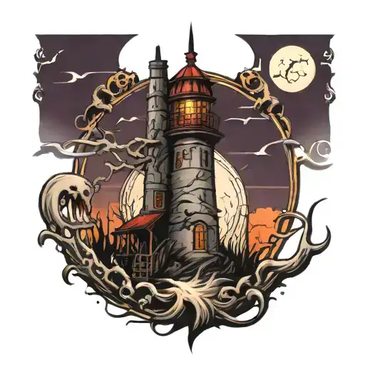 Dark Spook Erie Creepy Lighthouse Spikes Chaos