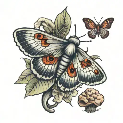 Giant Moth On Mushroom