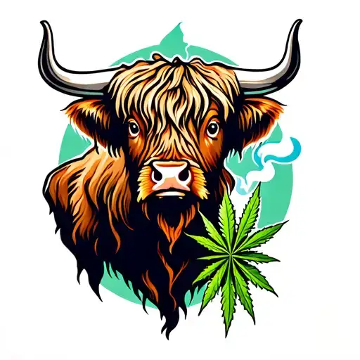 Highland Cow Smoking Weed Joint