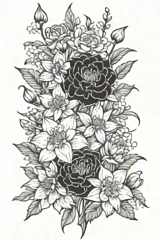 Carnation Narcissus Water Lilly And Chrysanthemum Bouquet