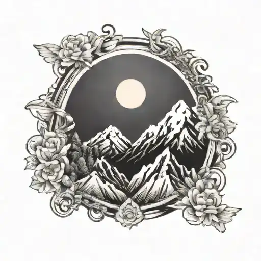 Mountains With The Sun Rising Behind It