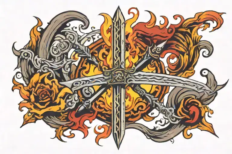 Flaming Sword Surrounded