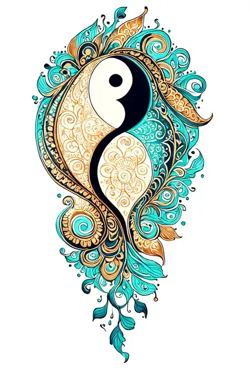 Paisley Henna Inspired With Yin Yang Flow