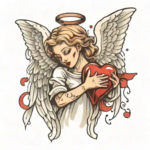 Angel Crying While Holding Bloody Heart In Hand