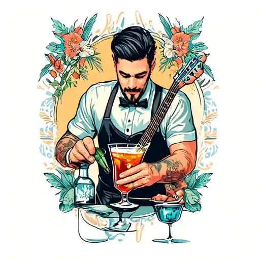 Barman Mixing Cocktails With Music