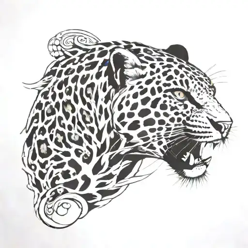 Sleeve With A Leopard On The Shoulder And Cool Dark Design Going Down The Arm