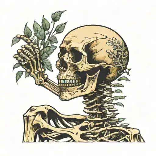 Skeleton Arm Reaching Up Spine Grabbing Back Of Neck