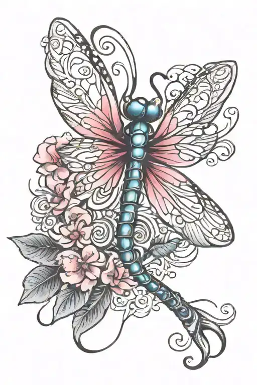 Dragonfly And Breast Cancer Ribbon Intertwined