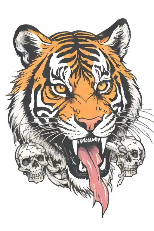 Full Tiger Eating Pirate Skull