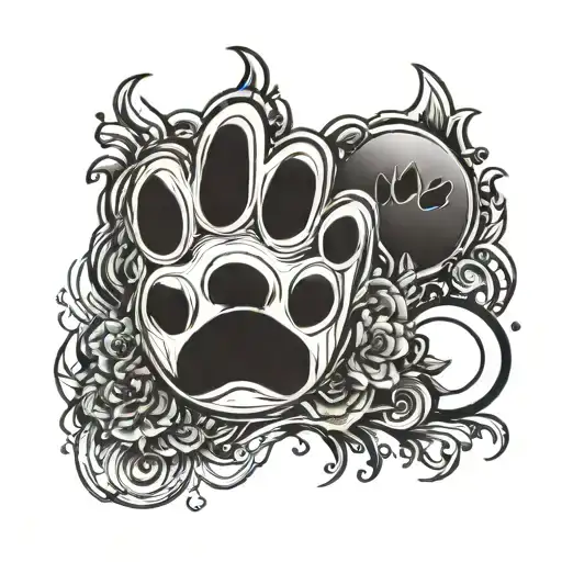 Dog Paw W Moon Merging Together