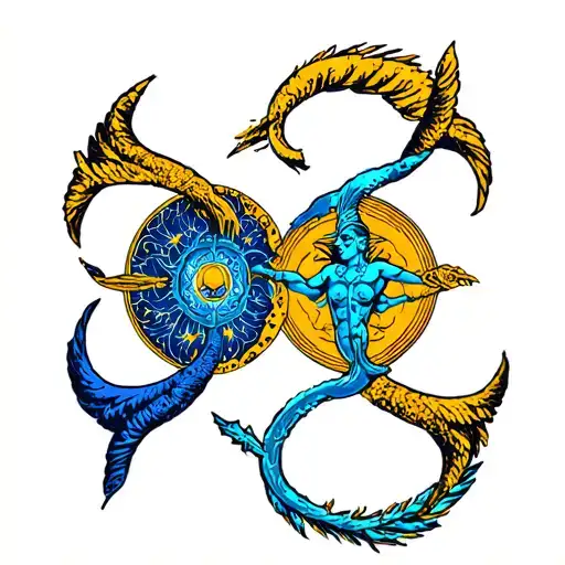 Gemini And Aquarius Symbols Intertwined